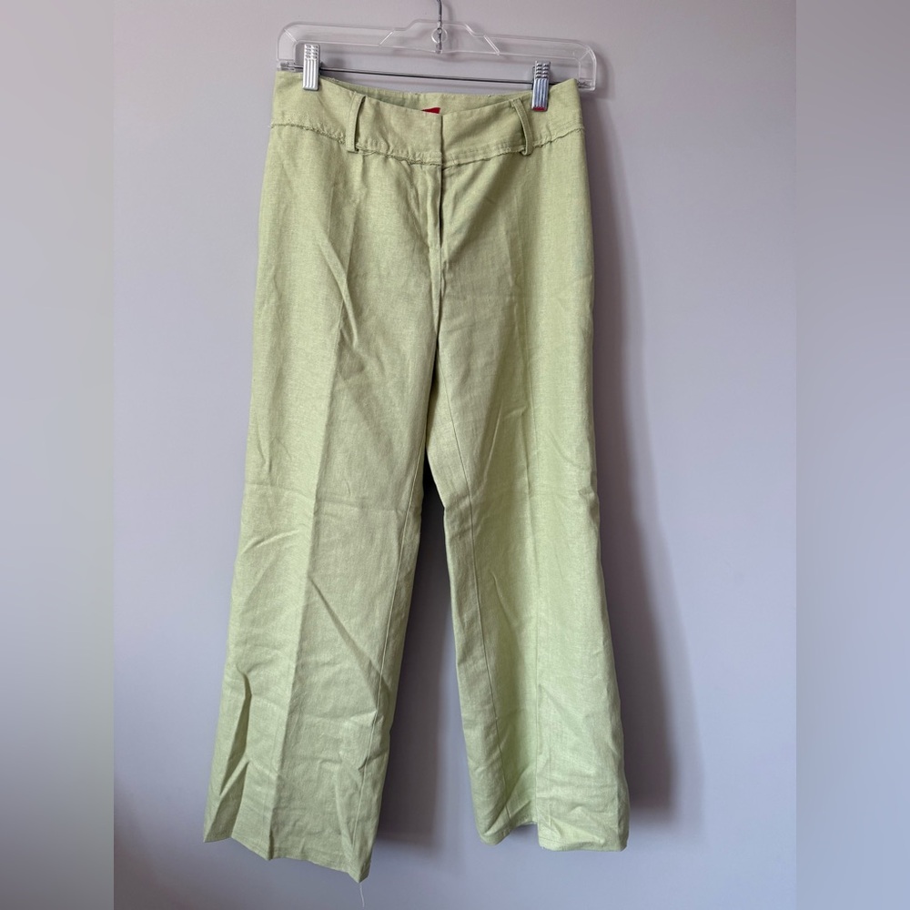 Elegant Light Green Wide Leg Women's Pants